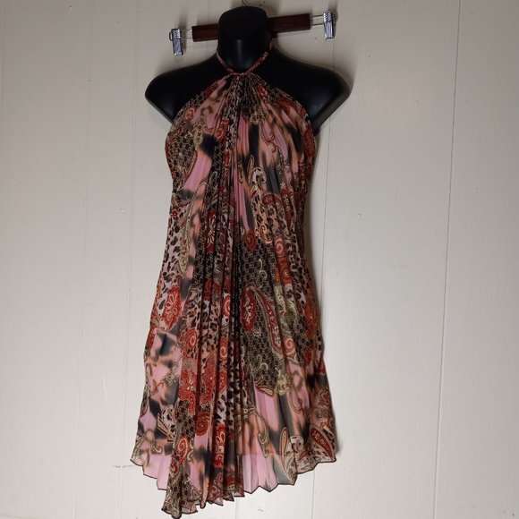 fredericks of hollywood halter mini dress Flowey tunic top womens boho small EUC - Picture 6 of 8
